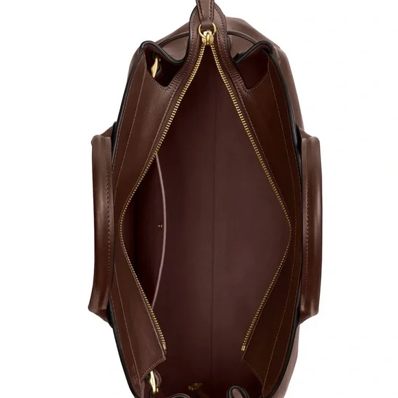 Coach Soft Empire Carryall Bag 40 Brown Leather Satchel with Gold Accents - Picture 3 of 6